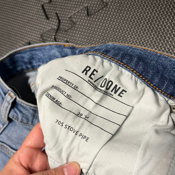 Re/Done 70s Stove Pipe‎ Jeans Button Fly Indigo Storm Size 31 - Picture 5 of 10